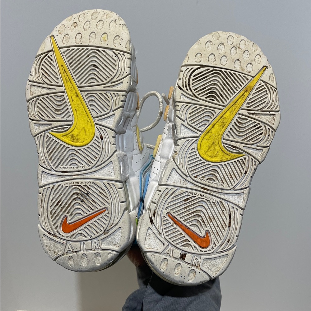 Nike Air More Uptempo BP White/Baltic Blue-Opti Yellow Toddler Size 12C Sneakers - Picture 8 of 10